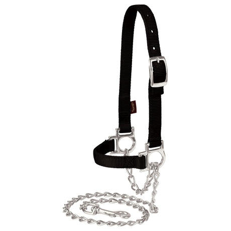 Nylon Adjustable Sheep Halter with Chain Lead, Black