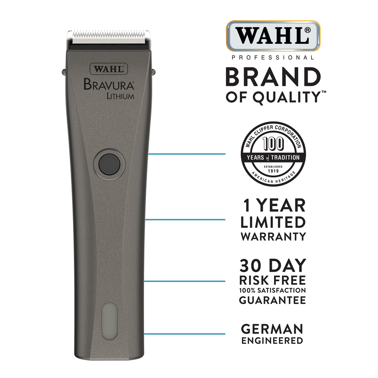 Wahl® Bravura® Lithium Cordless Clipper, Gunmetal