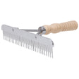 Stainless Steel Blunt Tooth Fluffer Comb with Wood Handle