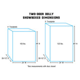 4' Dolly Two-Door Dolly Showbox, Aluminum dimensions