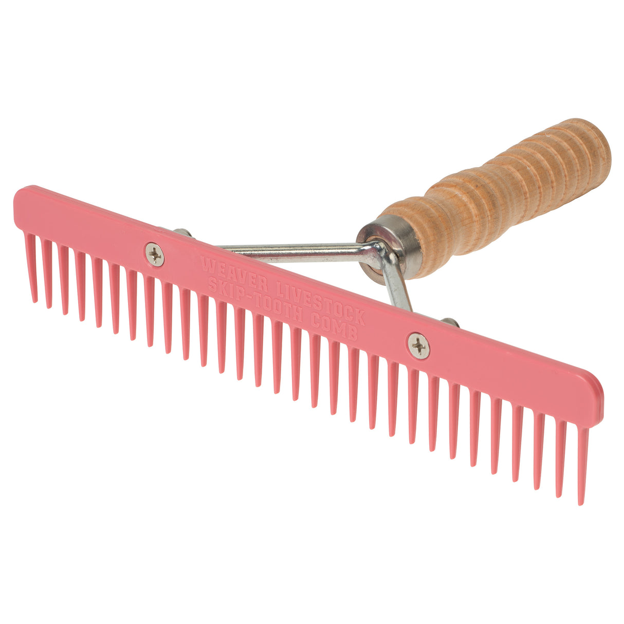 Plastic Skip Tooth Comb with Wood Handle, Rose