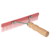 Plastic Skip Tooth Comb with Wood Handle, Rose