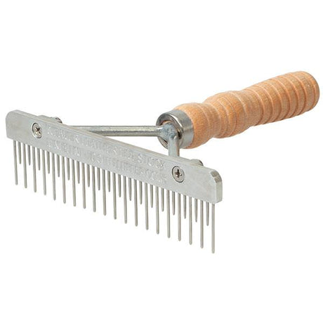 Mini Fluffer Comb, Wood Handle, Stainless Steel Blade