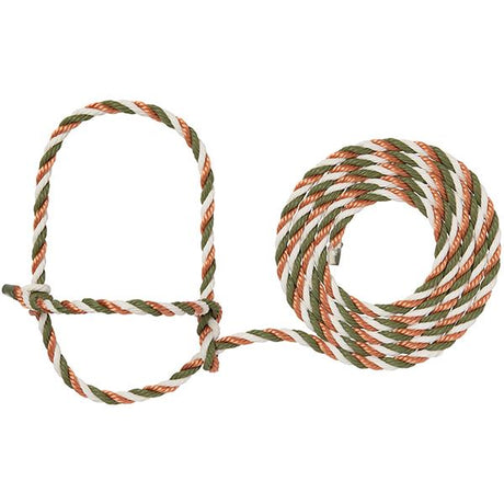 Cattle Rope Halter, Copper/Hunter Green/White