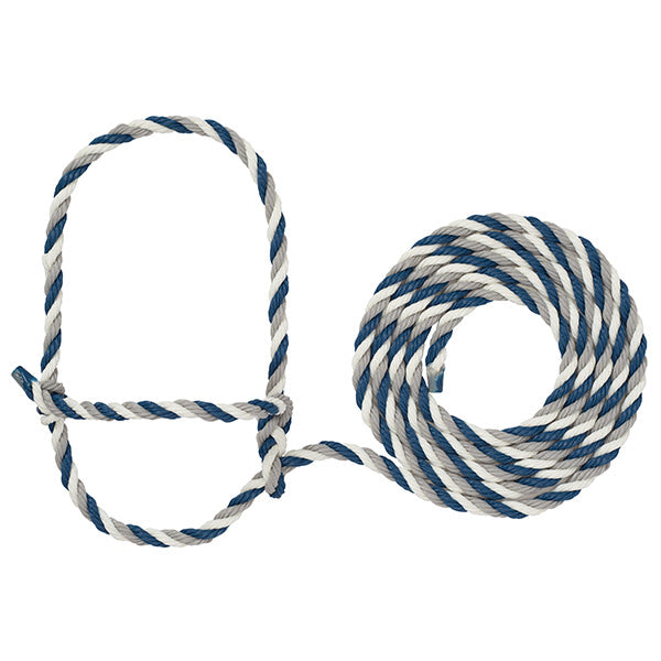 Cattle Rope Halter, Navy/White /Gray